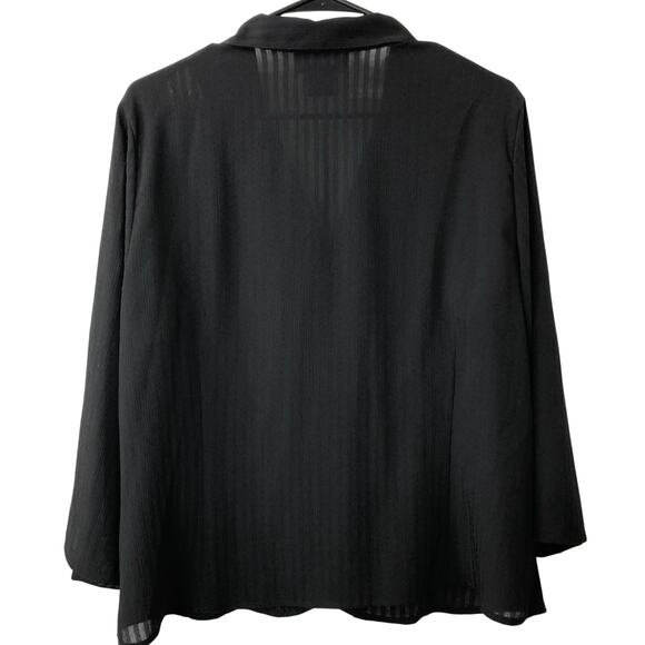 Elementz button down blouse black sheer stripes size XL - Picture 3 of 5